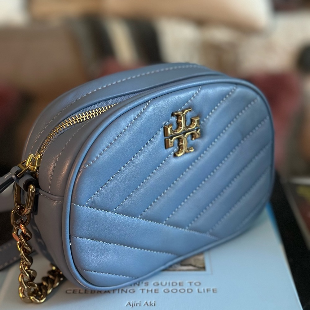 Tory Burch Light Blue Quilted Crossbody Bag